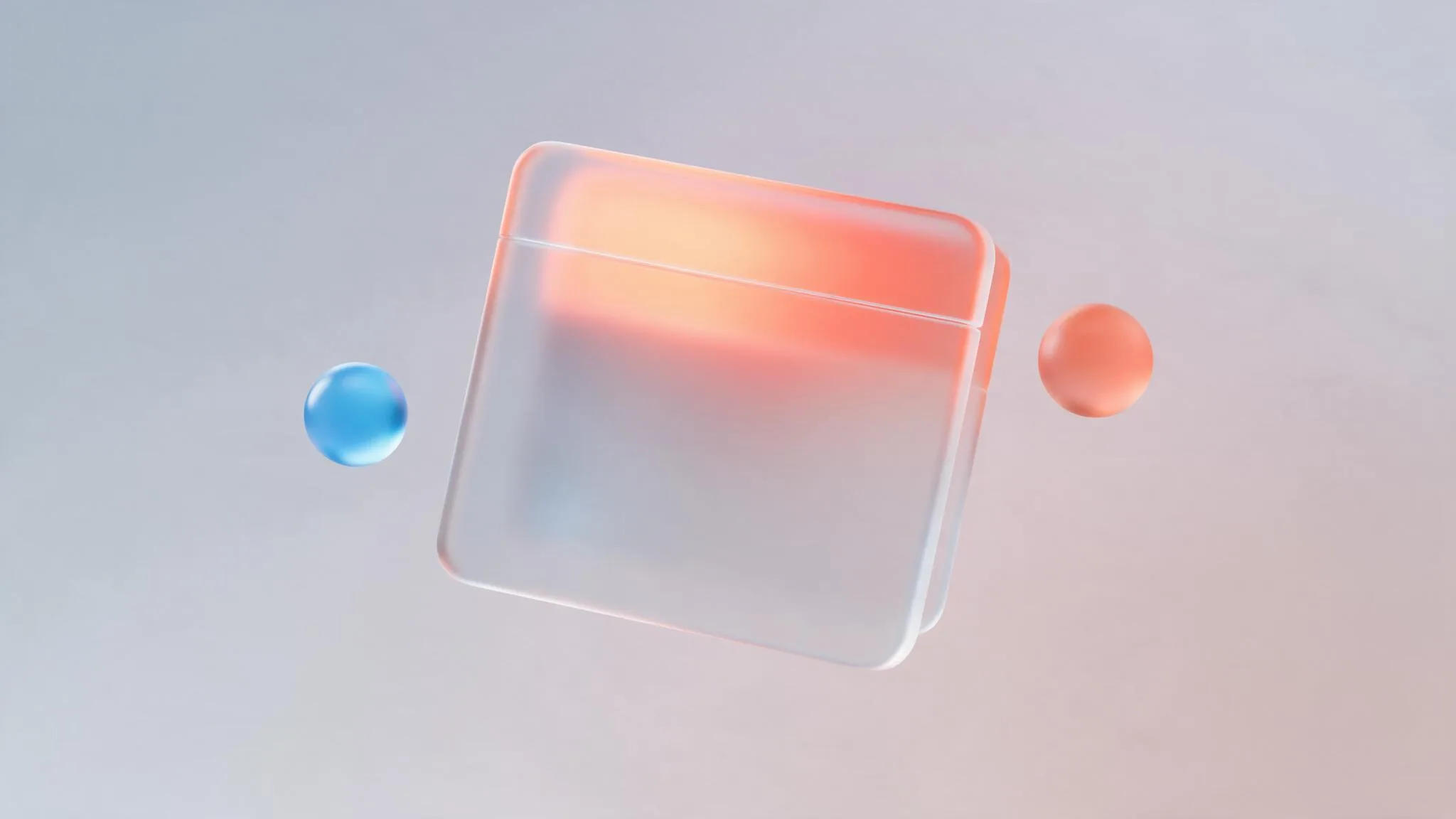 A glass browser frame with the top band glowing coral above a fold line, representing above-the-fold priorities