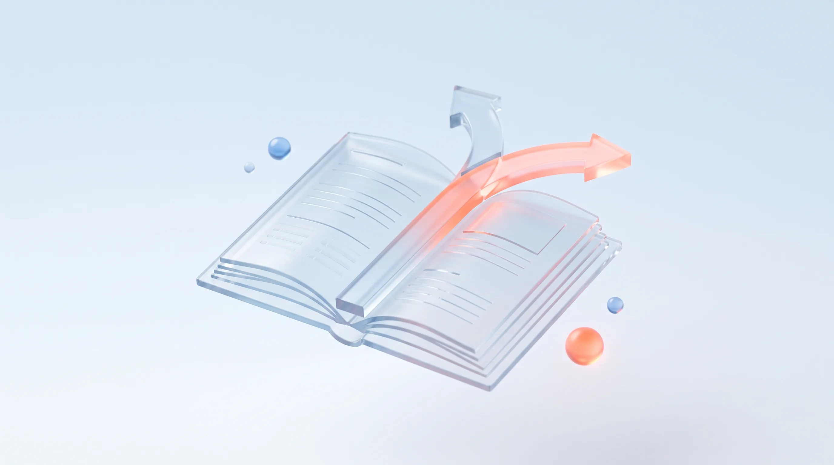 A glass glyph of a rulebook opening into a divergent path, representing moving beyond best practices