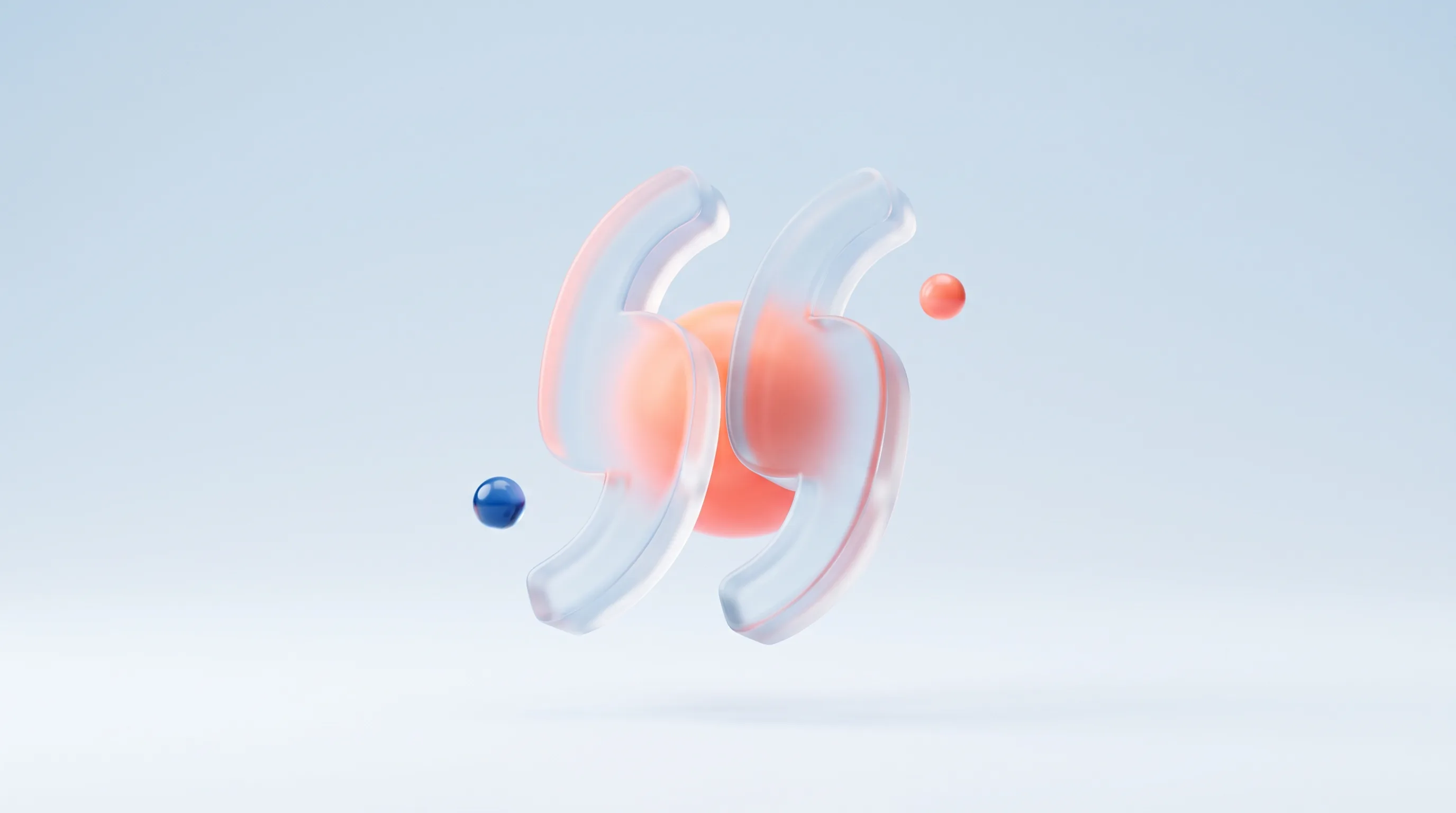 Glass quotation mark glyph with a warm glow, representing a brand being cited by an AI assistant