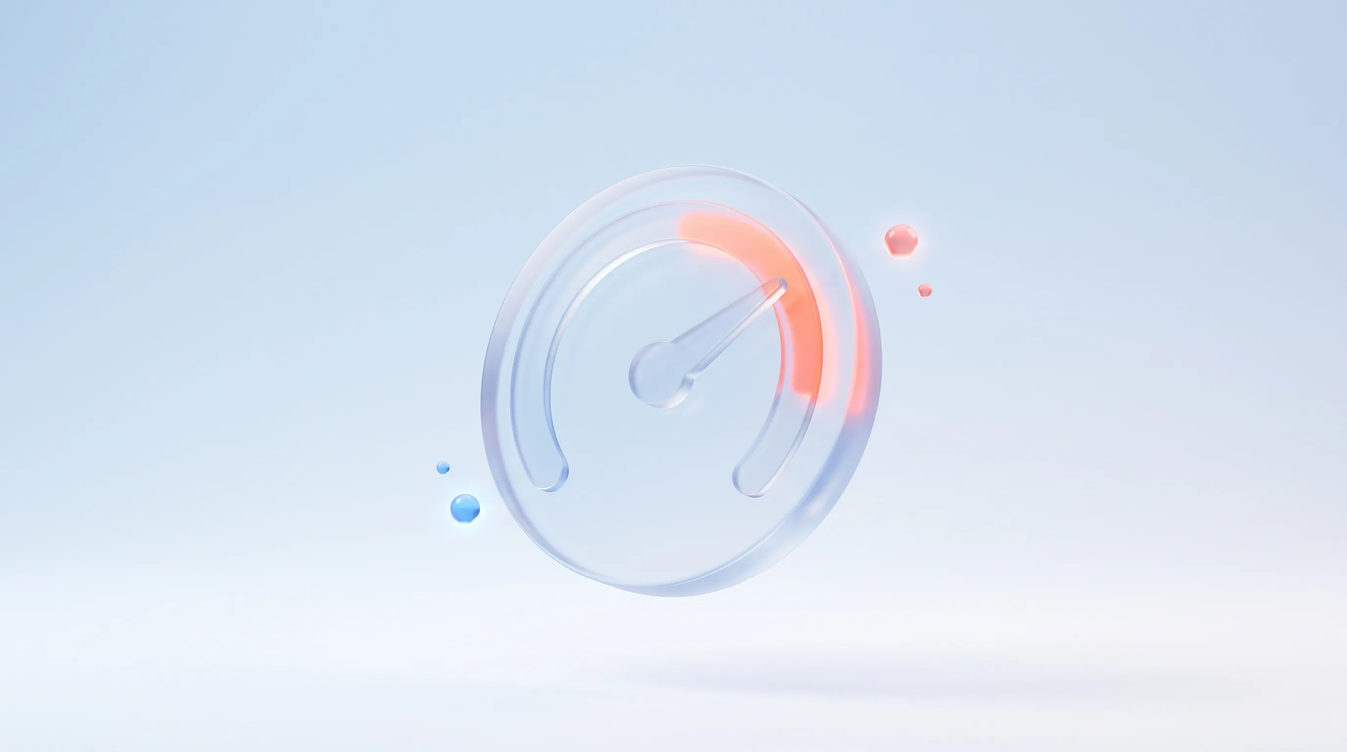 Glass gauge dial with a glowing target marker at a threshold, representing setting page-appropriate speed targets