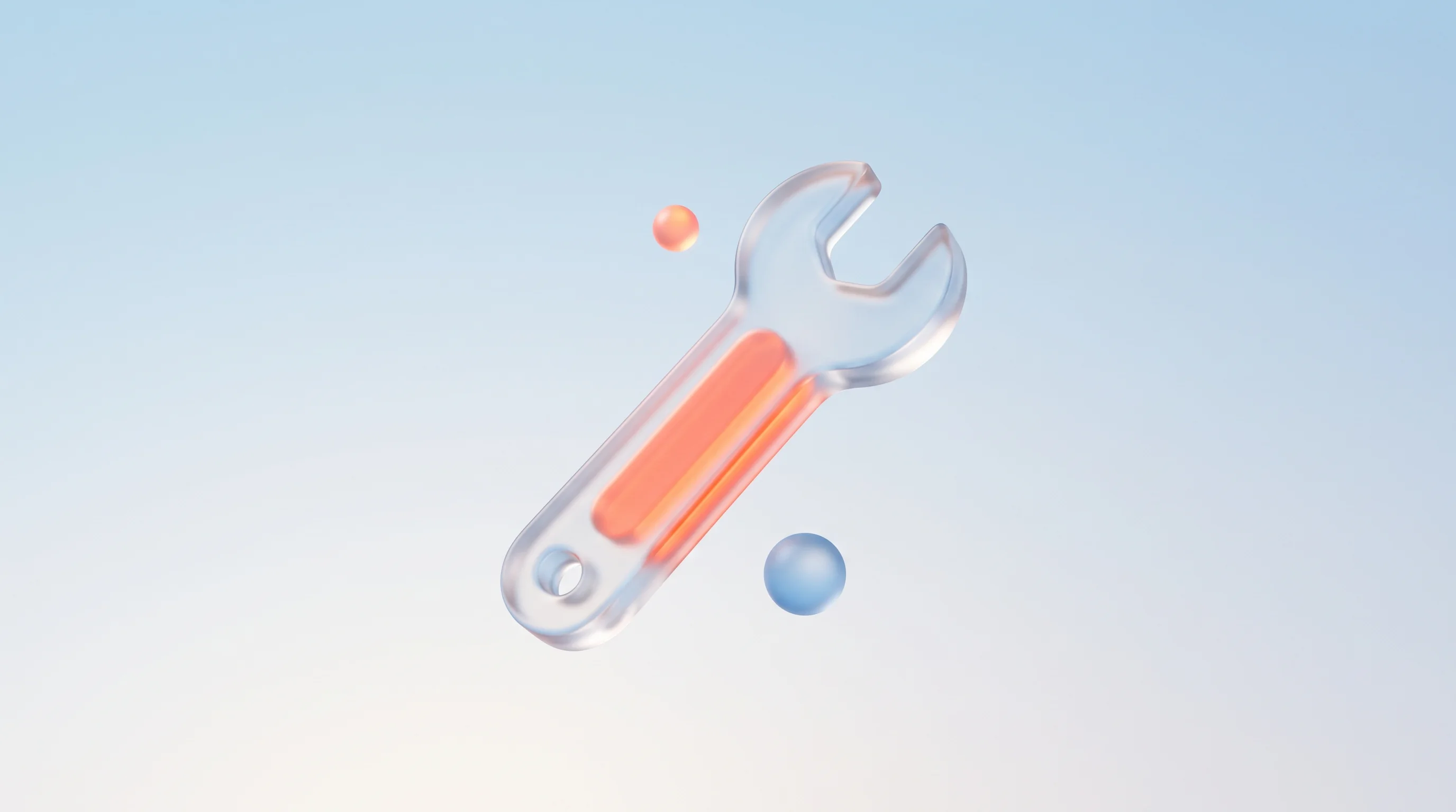 A glass glyph of a tool being picked up to do a task, representing hiring a product for a job