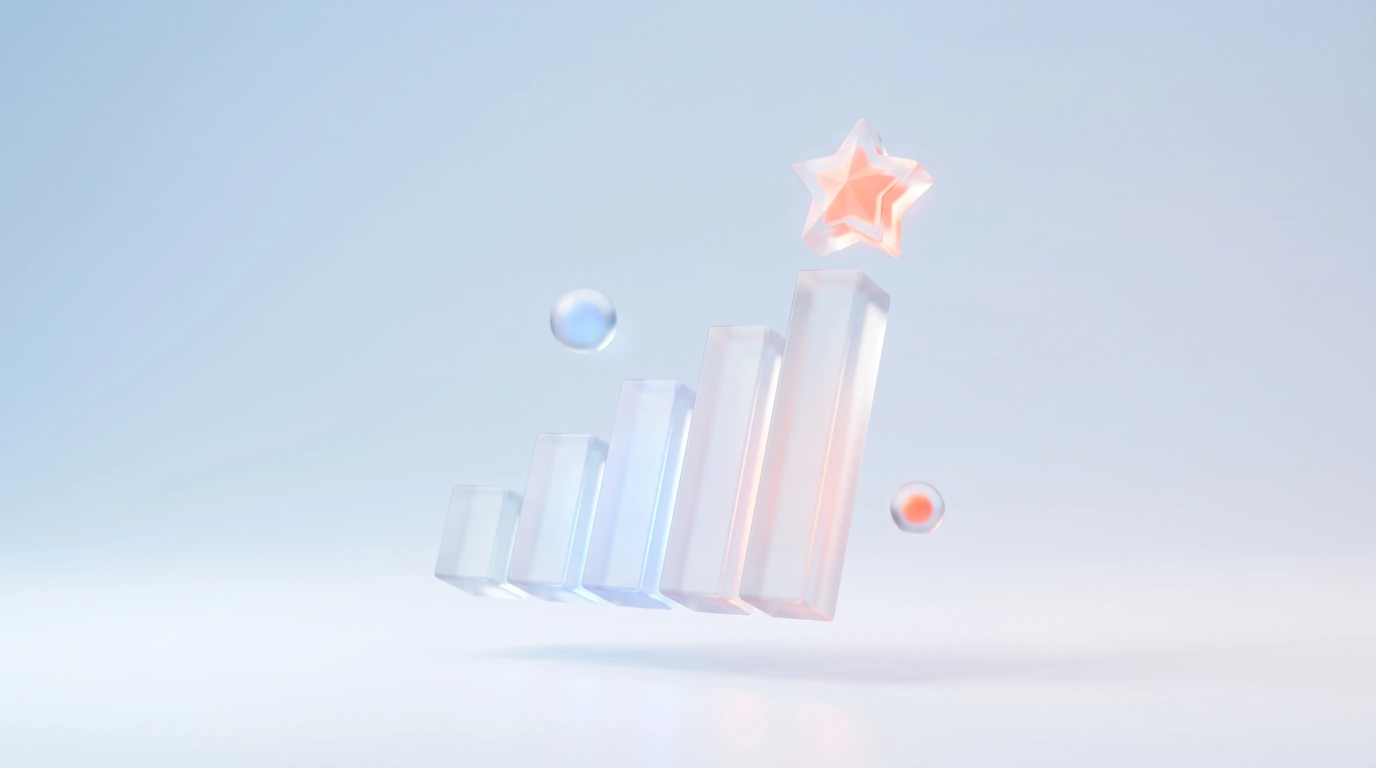Ascending glass bars with a glowing star marker at the top, representing a lead-scoring model