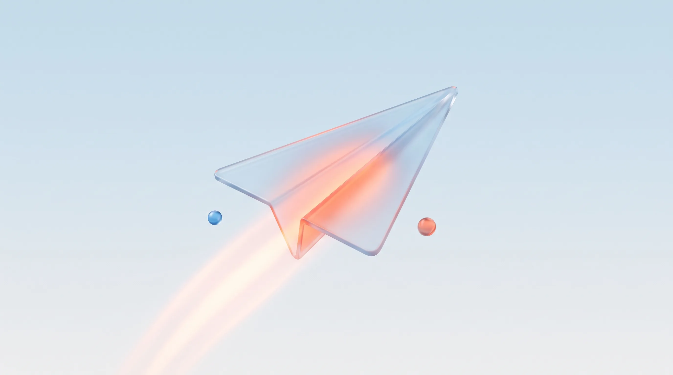 Glass paper airplane ascending at an upward angle, representing the LIFT Model lifting conversion