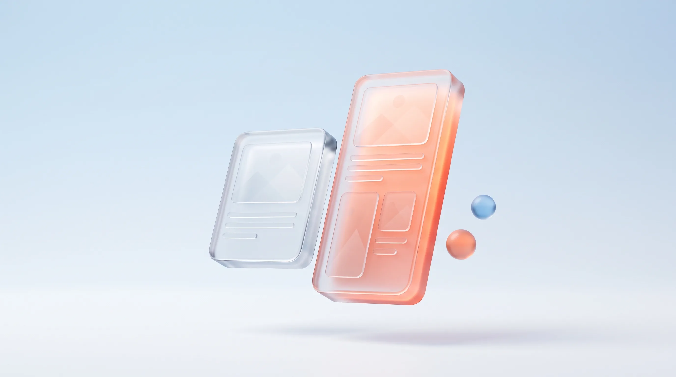 A glass glyph of a page scaling between short and long, representing the landing page length decision
