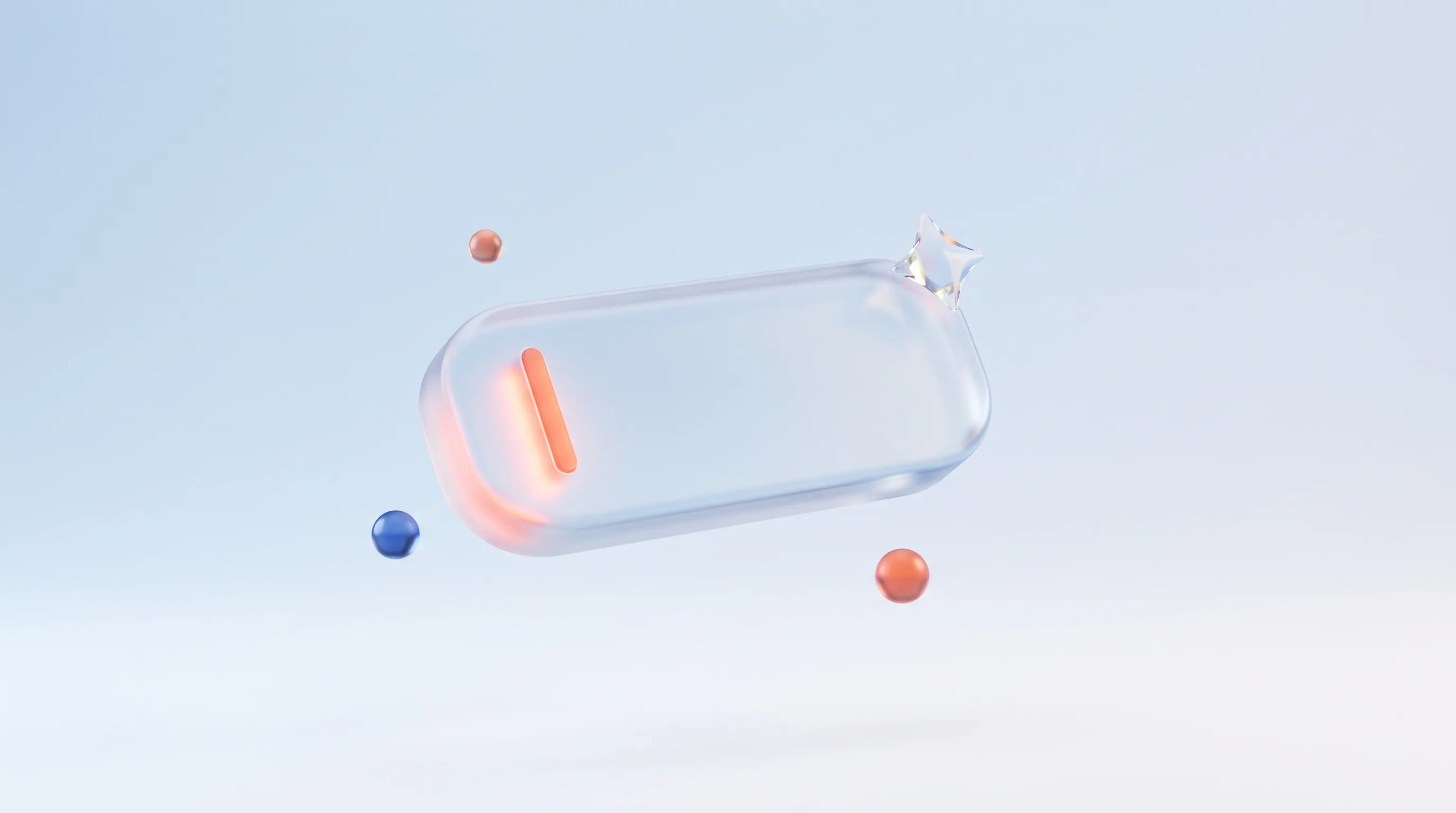 Glass form input field with a glowing text cursor and a small sparkle, representing micro-copy improvements
