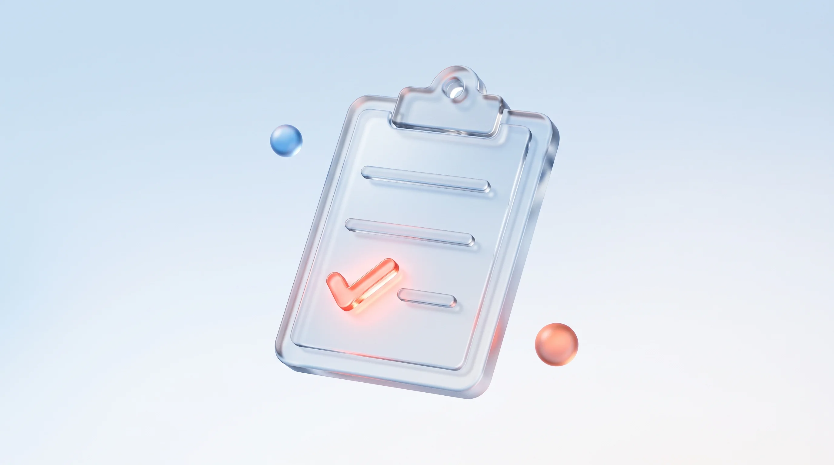 A glass glyph of ten small facets arranged around a central checkmark, representing ten usability heuristics