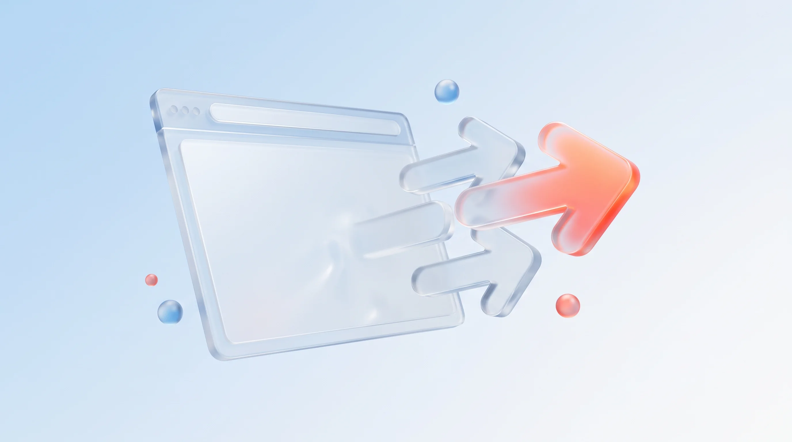 A glass glyph of arrows fetching resources ahead of a loading page, representing browser resource hints