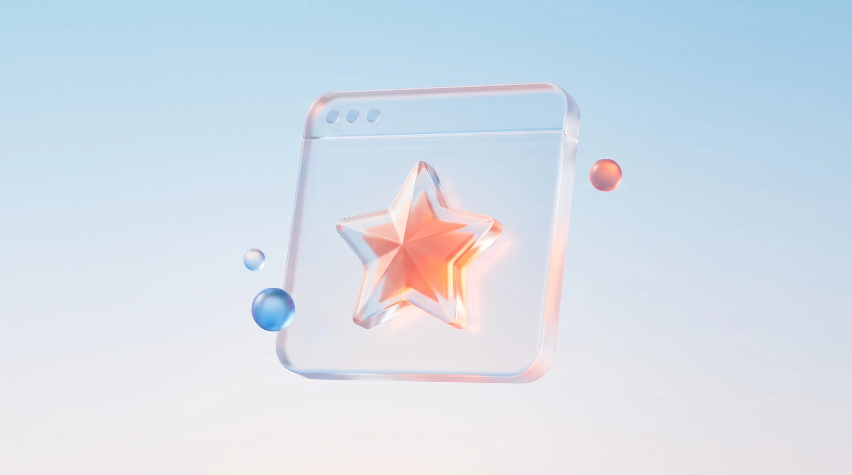 Glass browser window frame with a glowing star inside, representing a high-converting landing page example