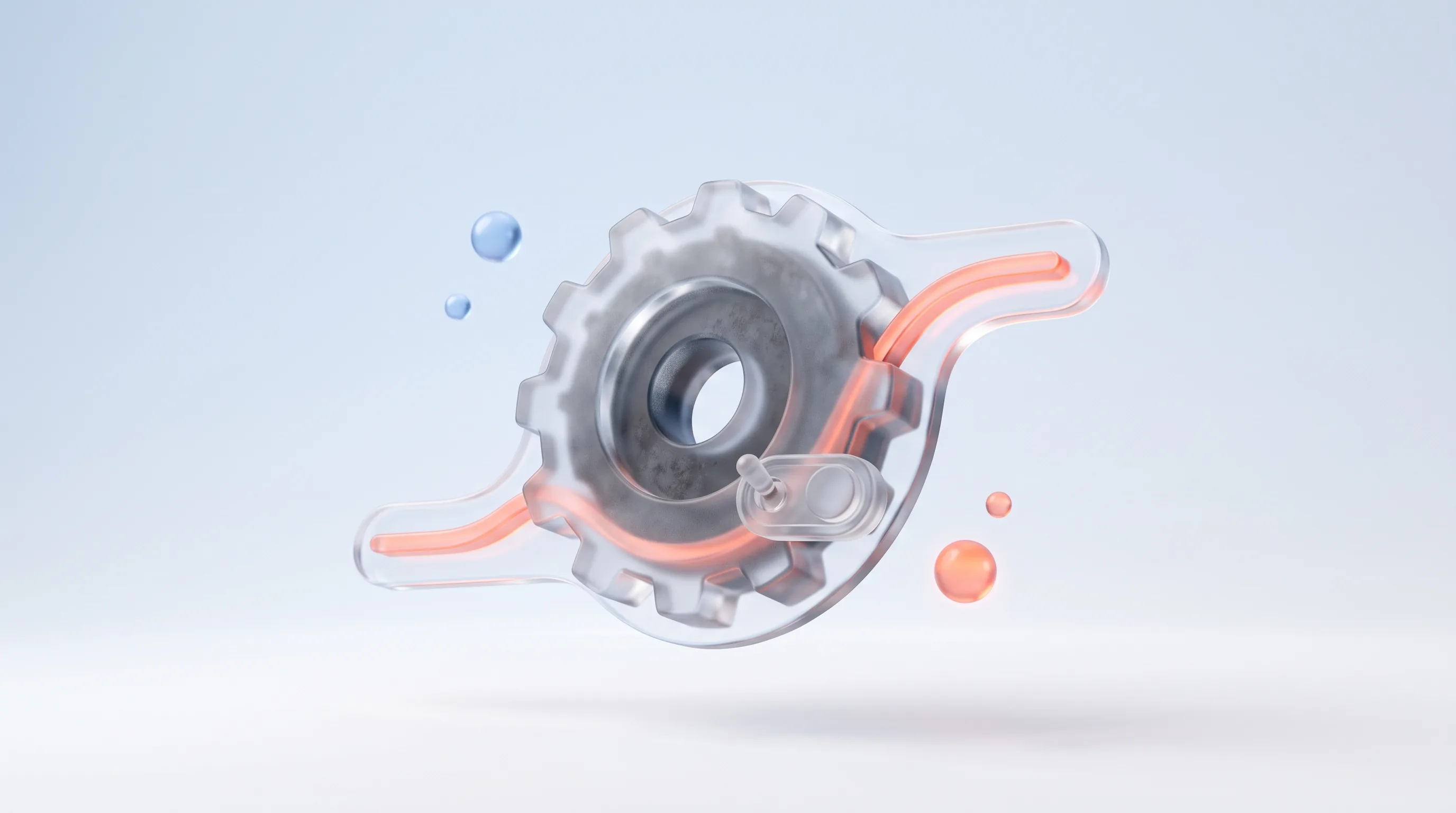 A glass glyph of an old gear being switched off while a clean flow continues, representing retiring dead automations