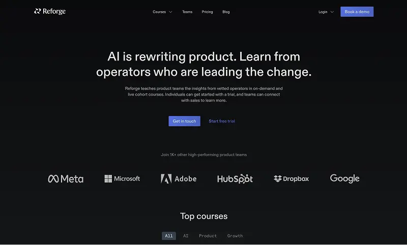 Reforge homepage