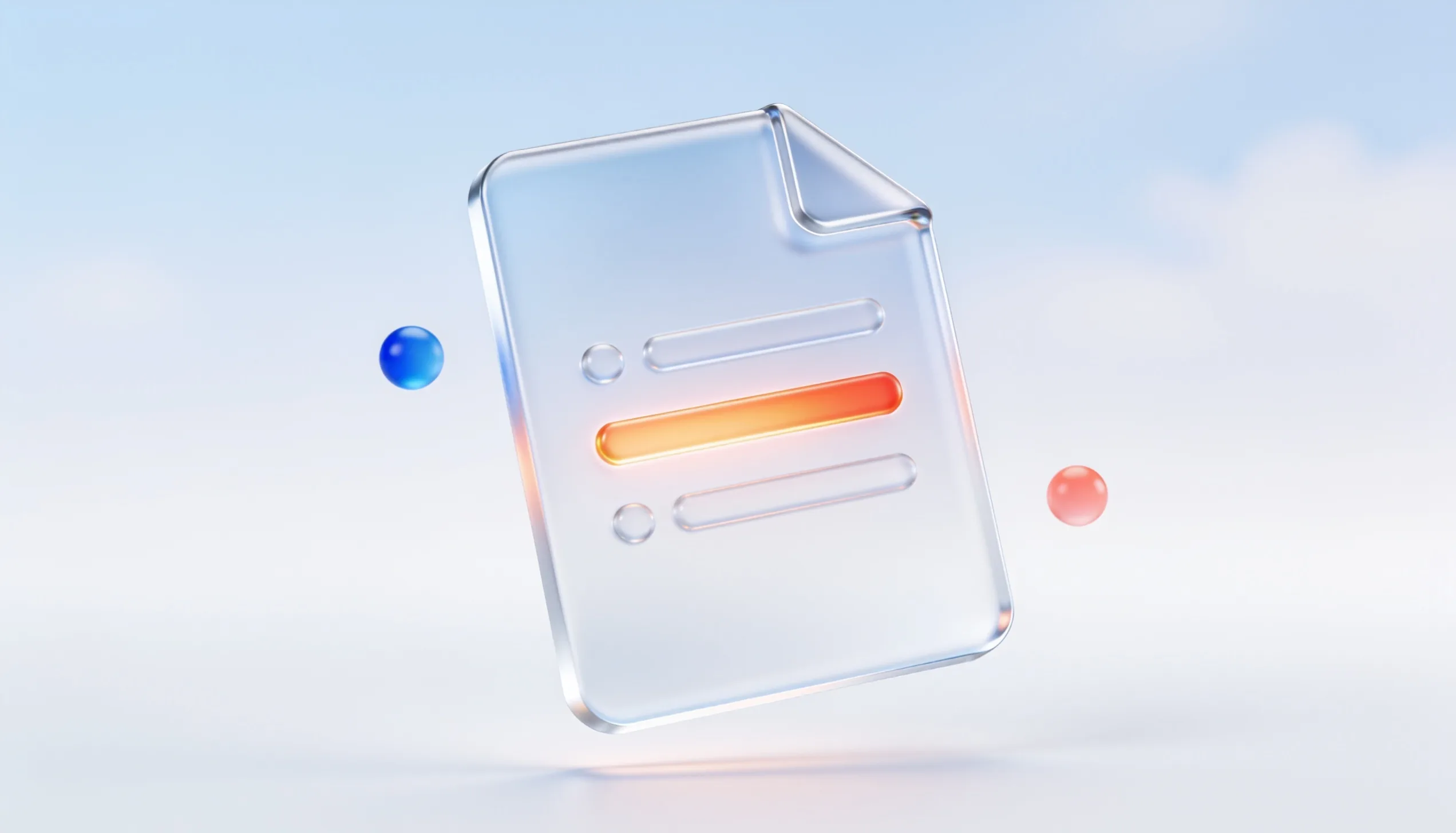 Frosted glass document with glowing rows, representing a machine-readable llms.txt file