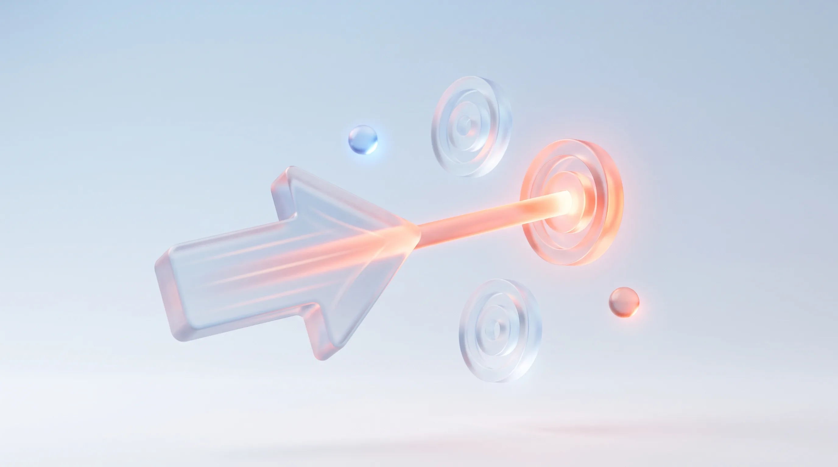 Glass arrow directing a glowing beam onto one of several targets, representing choosing where to point AI first