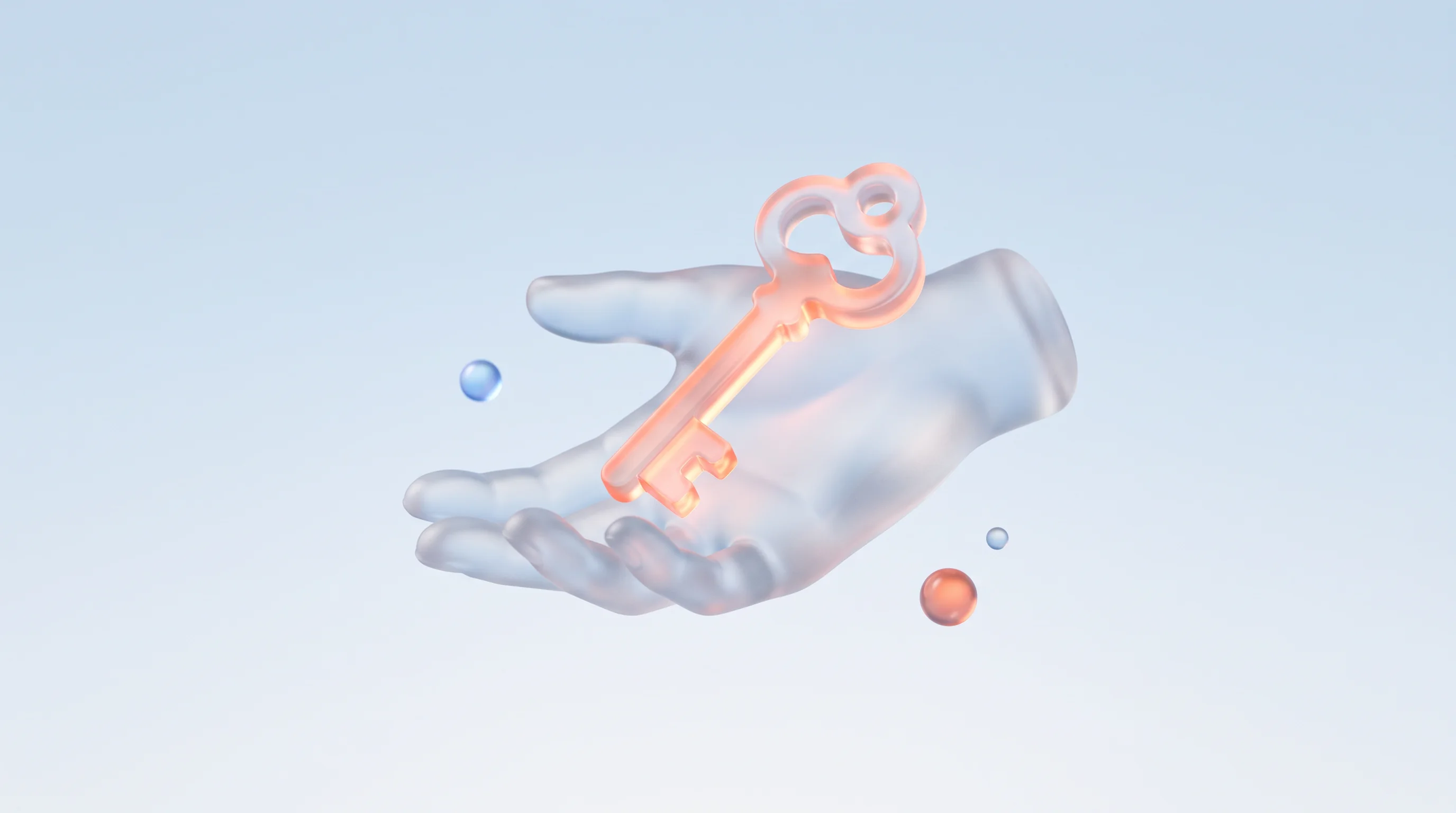 A glass glyph of a person handing over a glowing key, representing data given willingly