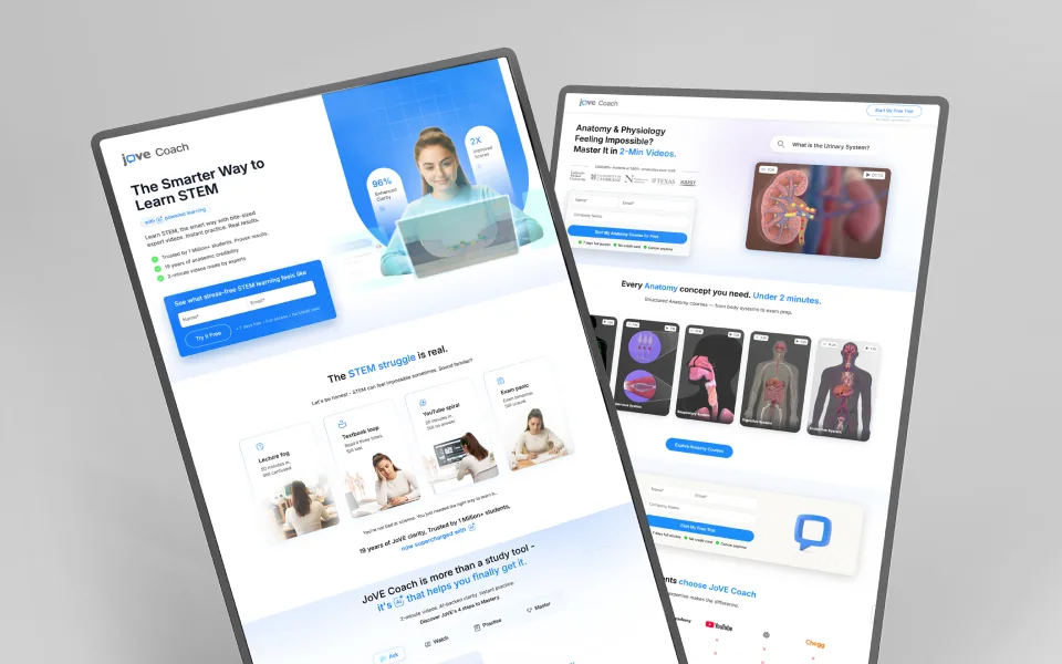 JoVE Coach landing pages