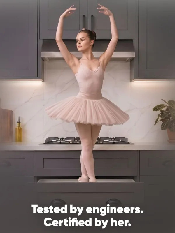 Express Kitchens campaign - ballerina on a drawer